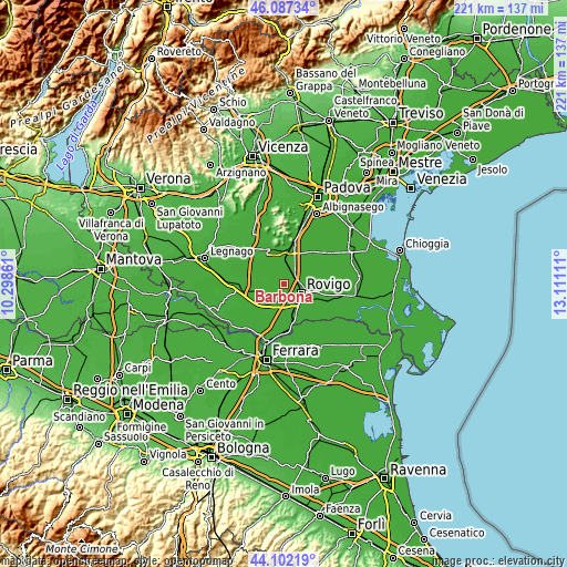 Topographic map of Barbona