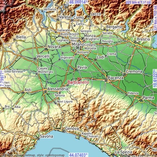 Topographic map of Barbianello