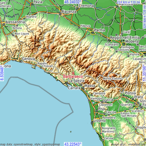 Topographic map of Barbarasco