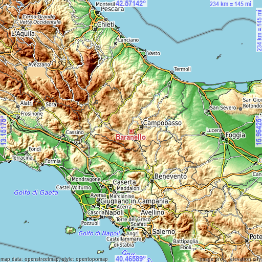 Topographic map of Baranello