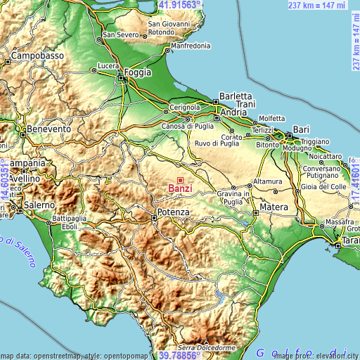 Topographic map of Banzi