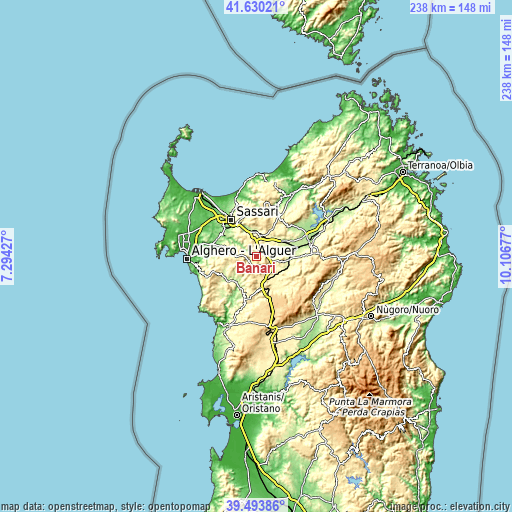Topographic map of Banari