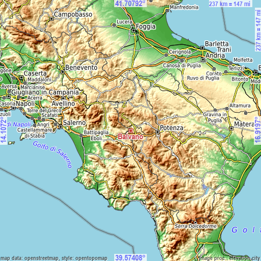 Topographic map of Balvano