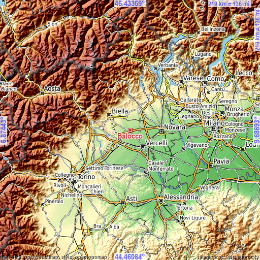 Topographic map of Balocco