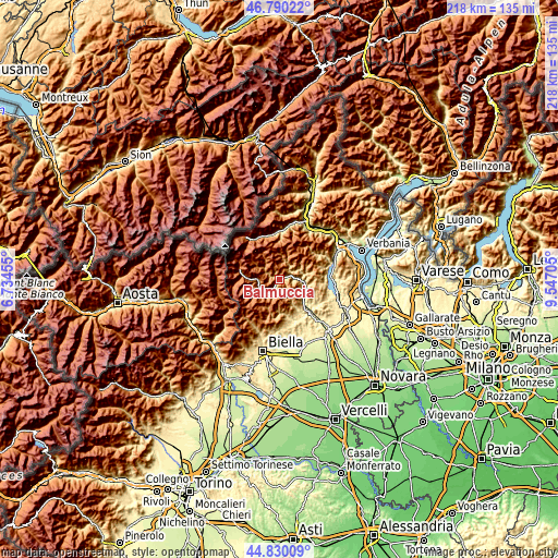 Topographic map of Balmuccia