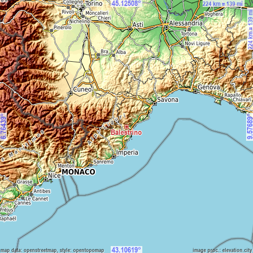 Topographic map of Balestrino