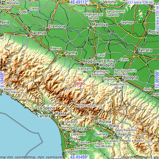 Topographic map of Baiso