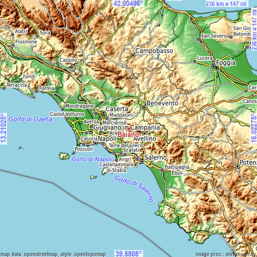 Topographic map of Baiano