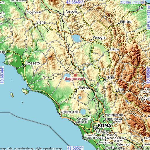 Topographic map of Bagnoregio