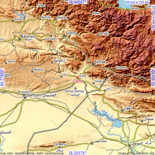 Topographic map of Cizre