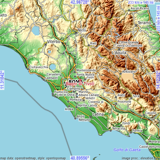 Topographic map of Bagni di Tivoli