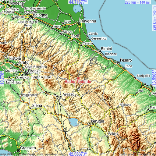 Topographic map of Badia Tedalda