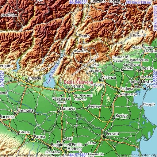 Topographic map of Badia Calavena