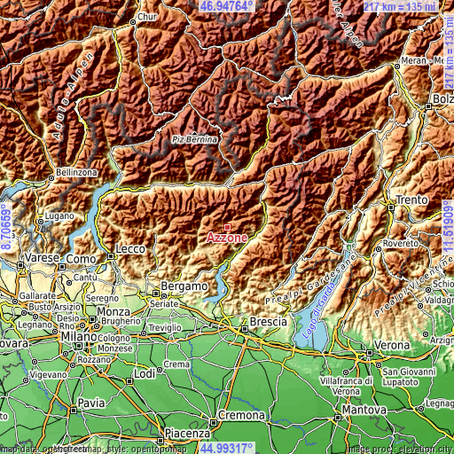 Topographic map of Azzone