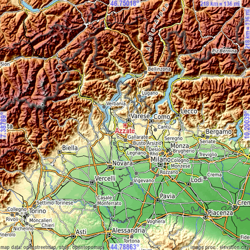 Topographic map of Azzate