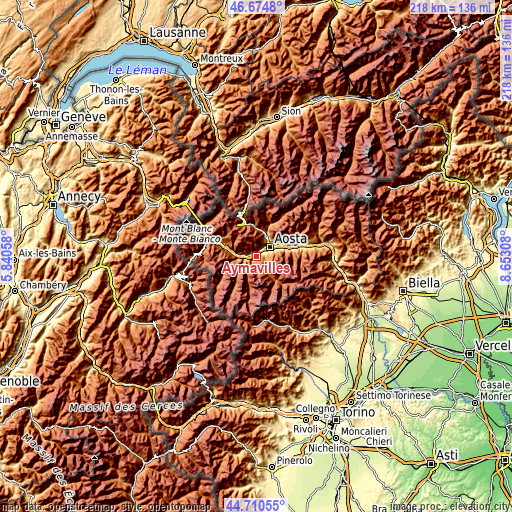 Topographic map of Aymavilles