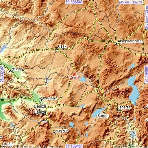 Topographic map of Çivril