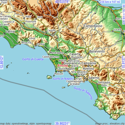 Topographic map of Aversa