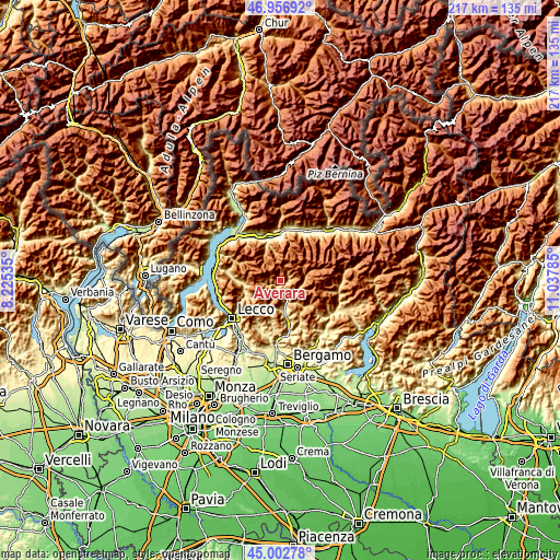 Topographic map of Averara