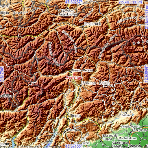 Topographic map of Avelengo