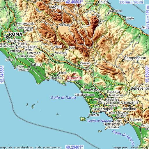 Topographic map of Ausonia