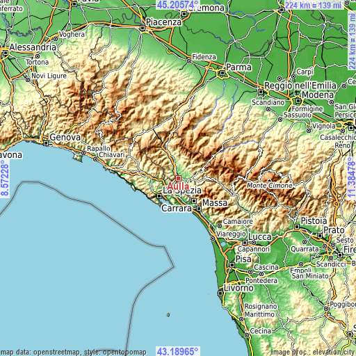 Topographic map of Aulla