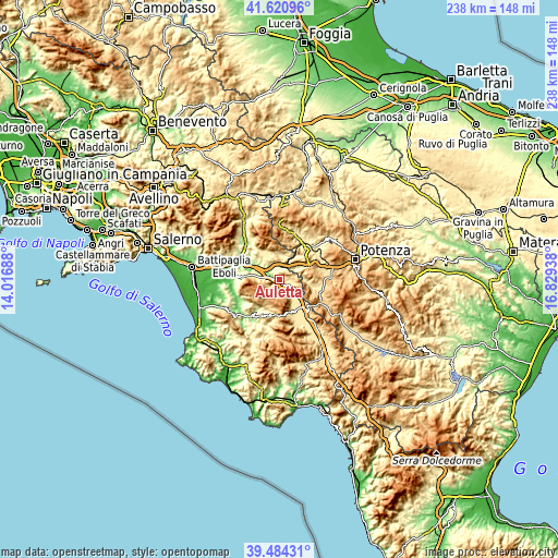 Topographic map of Auletta