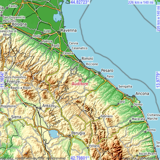 Topographic map of Auditore