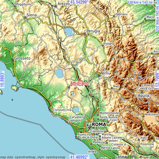 Topographic map of Attigliano
