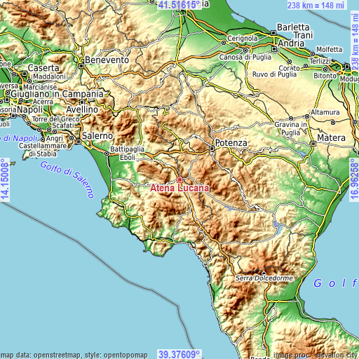 Topographic map of Atena Lucana