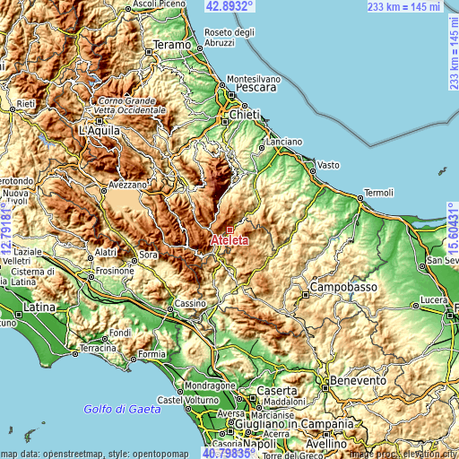 Topographic map of Ateleta