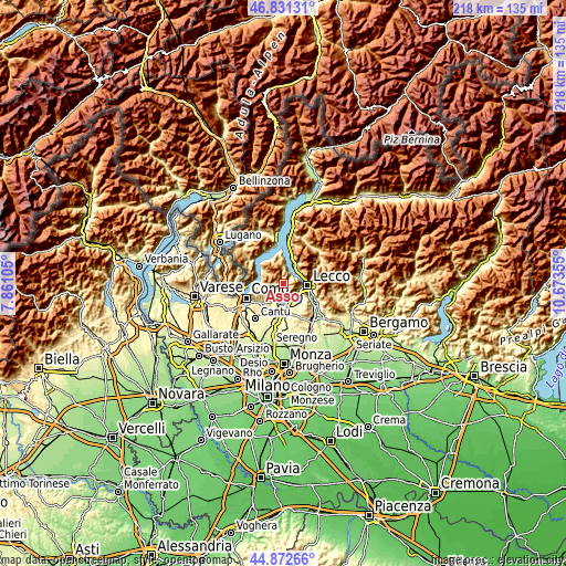 Topographic map of Asso