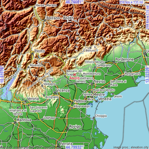 Topographic map of Asolo