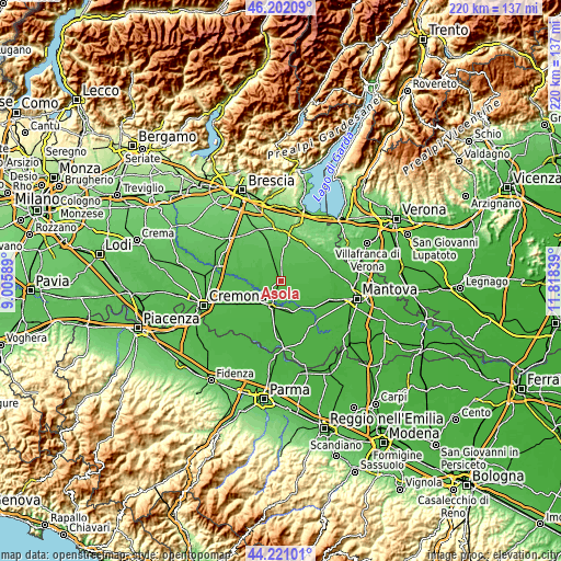 Topographic map of Asola