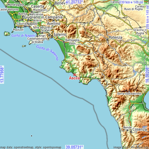 Topographic map of Ascea