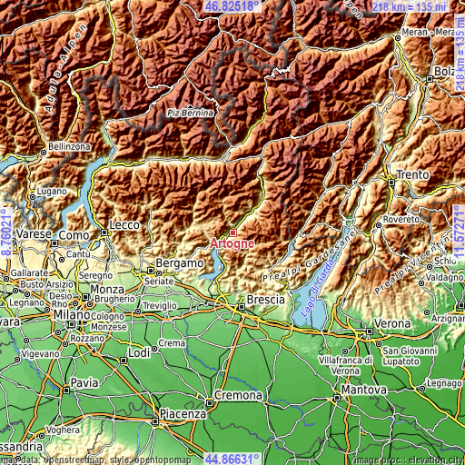 Topographic map of Artogne