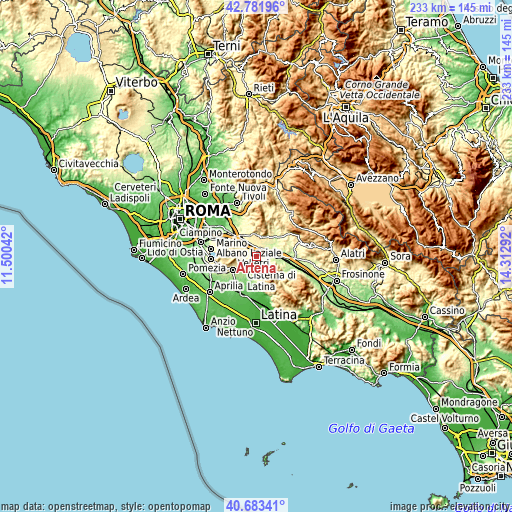 Topographic map of Artena