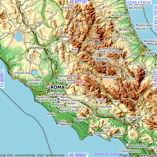 Topographic map of Arsoli