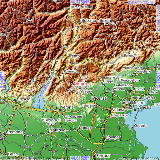 Topographic map of Arsiero