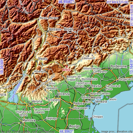 Topographic map of Arsiè