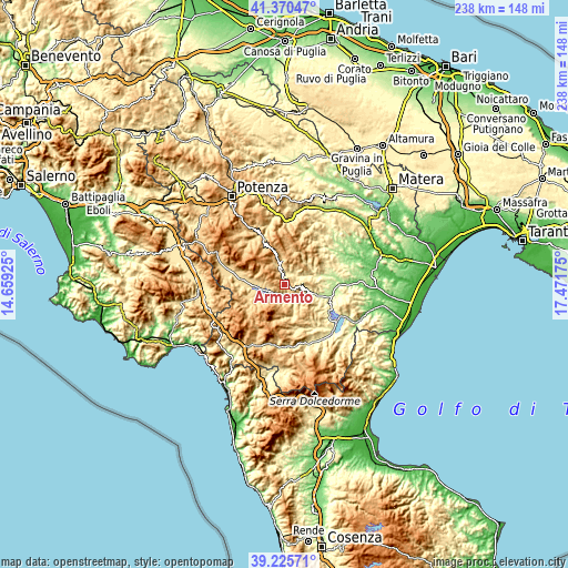 Topographic map of Armento