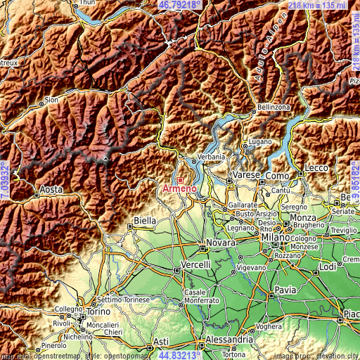 Topographic map of Armeno