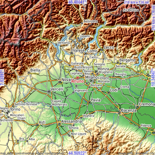 Topographic map of Arluno