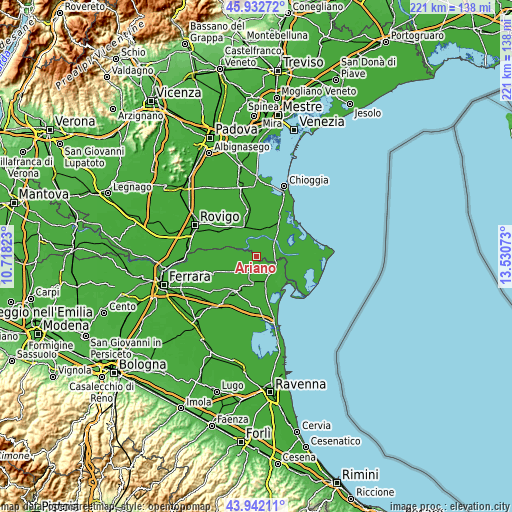 Topographic map of Ariano