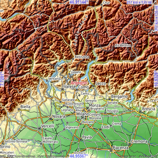 Topographic map of Argegno