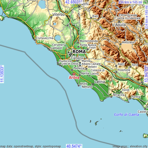 Topographic map of Ardea