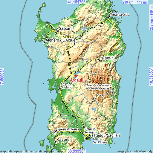 Topographic map of Ardauli