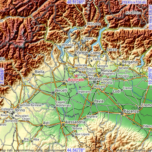 Topographic map of Arconate