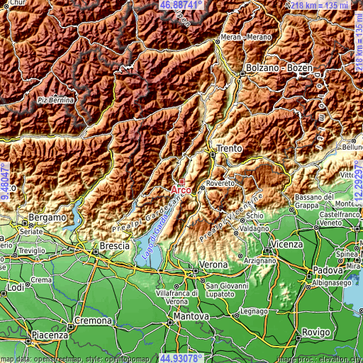 Topographic map of Arco