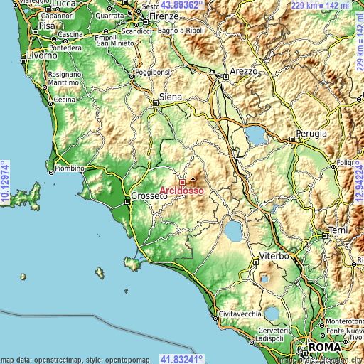 Topographic map of Arcidosso